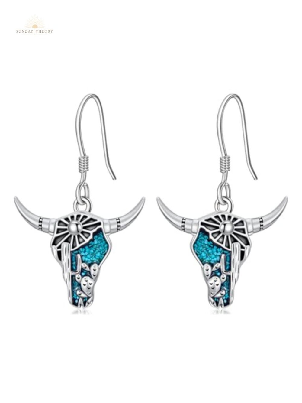 Western Turquoise Dangle Earrings 925 Sterling Silver Cowgirl Jewelry